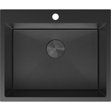 Mexen Solix, 1-komorový nerezový dřez 600 x 500 mm, černá, vzor voština, 6408601000-70HC
