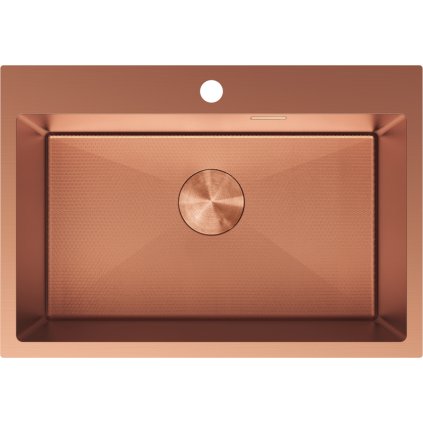 Mexen Solix, 1-komorový nerezový dřez 650 x 450 mm, broušená měď, vzor voština, 6403651000-65HC