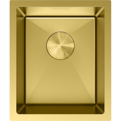 Mexen Trixo, 1-komorový nerezový dřez 370 x 440 mm, broušená zlatá, 6412371000-55
