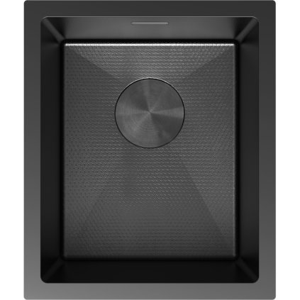 Mexen Trixo, 1-komorový nerezový dřez 370 x 440 mm, černá, vzor voština, 6412371000-70HC