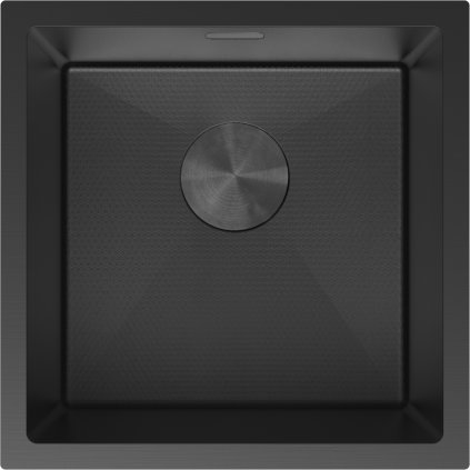 Mexen Trixo, 1-komorový nerezový dřez 440 x 440 mm, černá, vzor voština, 6413441000-70HC