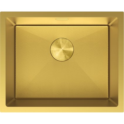 Mexen Trixo, 1-komorový nerezový dřez 540 x 440 mm, broušená zlatá, vzor voština, 6414541000-55HC
