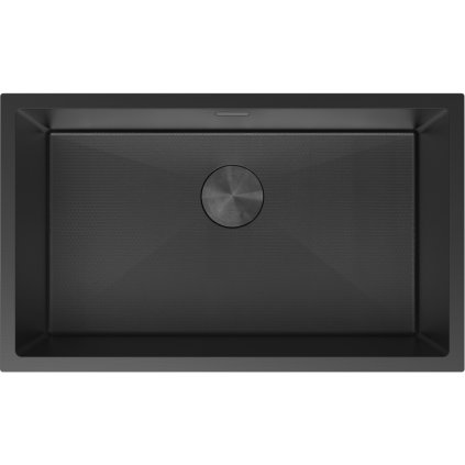 Mexen Trixo, 1-komorový nerezový dřez 750 x 440 mm, černá, vzor voština, 6415751000-70HC