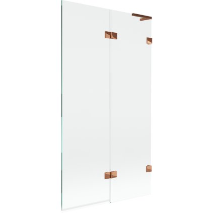 Mexen Lunar L, 2-křídlová vanová zástěna pravá 100 x 150 cm, čiré sklo, růžové zlato, 897L-100-100-60-00-P