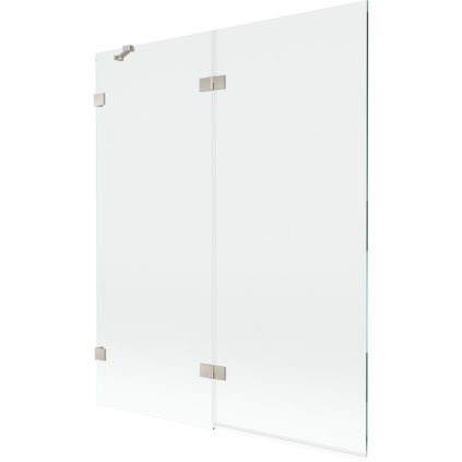 Mexen Lunar, 2-křídlová vanová zástěna levá 140 x 150 cm, čiré sklo, broušená ocel, 897-140-100-97-00-L