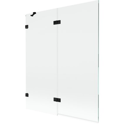 Mexen Lunar, 2-křídlová vanová zástěna levá 140 x 150 cm, čiré sklo, černá matná, 897-140-100-70-00-L