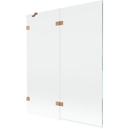 Mexen Lunar, 2-křídlová vanová zástěna levá 140 x 150 cm, čiré sklo, měděná matná, 897-140-100-65-00-L