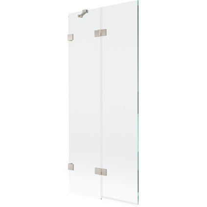 Mexen Lunar, 2-křídlová vanová zástěna levá 80 x 150 cm, čiré sklo, broušená ocel, 897-080-100-97-00-L