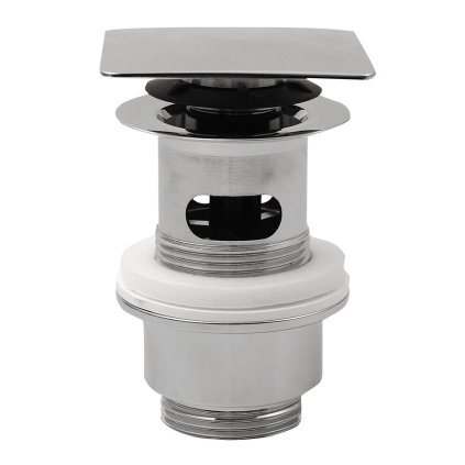 Omp Tea, Umyvadlová výpusť 5/4", click-clack, hranatá zátka, tl.32-52mm, chrom, 8540.360.5