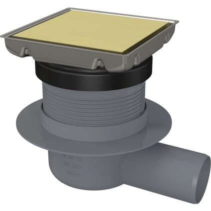 Deante, bodový sprchový žlab s oboustranným roštem 130x130mm, zlatá matná, DEA-KOS_R01D