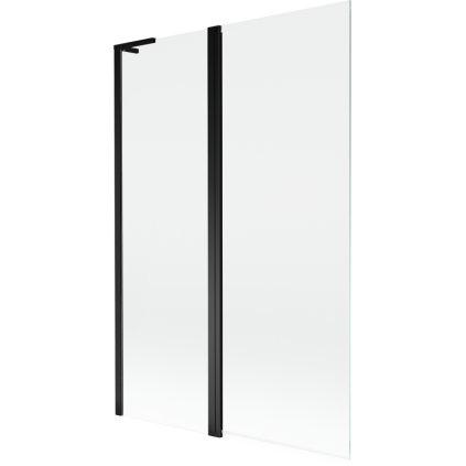 Mexen Mist L, 2-křídlová vanová zástěna 110 x 150 cm, čiré sklo, černý profil, 8A9L-120-011-70-00