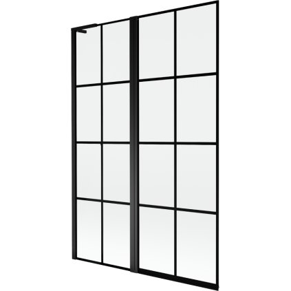 Mexen Mist L, 2-křídlová vanová zástěna, levá 120 x 150 cm, černá mřížka, černá - 8A9L-120-011-70-77-L