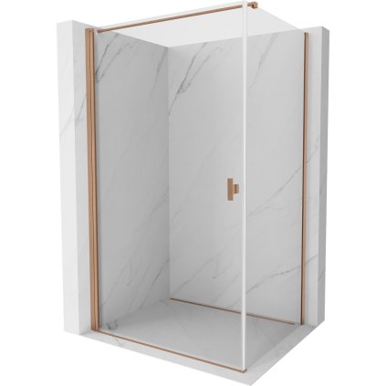 Mexen Mist-B, 1-křídlý ​​výklopný sprchový kout 95 x 90 cm, čiré sklo, měděný matný profil, 8A2T-095-090-65-00