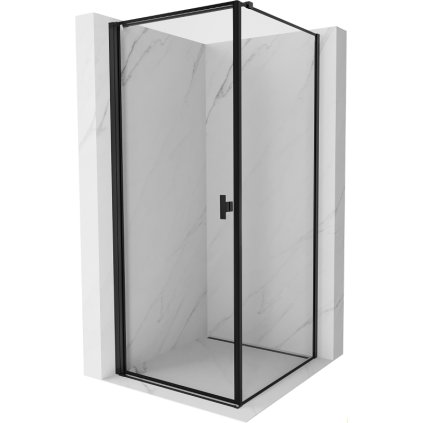 Mexen Mist-B, 1-křídlý ​​výklopný sprchový kout, levý, 70 x 70 cm, čiré sklo-černý rám, 8A2T-070-070-70-70-L