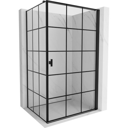 Mexen Mist-B, 1-křídlý ​​výklopný sprchový kout, pravý, 100 x 95 cm, čiré sklo-černá mřížka, 8A2T-100-095-70-77-P
