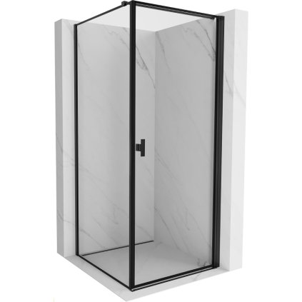 Mexen Mist-B, 1-křídlý ​​výklopný sprchový kout, pravý, 90 x 90 cm, čiré sklo-černý rám, 8A2T-090-090-70-70-P