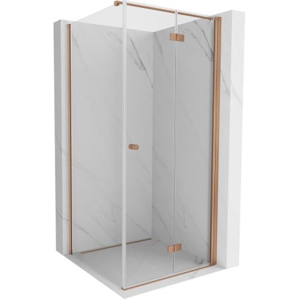 Mexen Mist-F T, 1-křídlý ​​skládací sprchový kout pravý 85 x 85 cm, čiré sklo, měděný matný profil, 8A6T-085-085-65-00-P