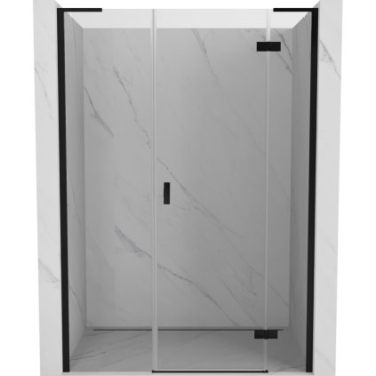 Mexen Mist-H L, 1-křídlé sprchové dveře pravé 155 cm, čiré sklo, černý profil, 8A5L-155-001-70-00-P