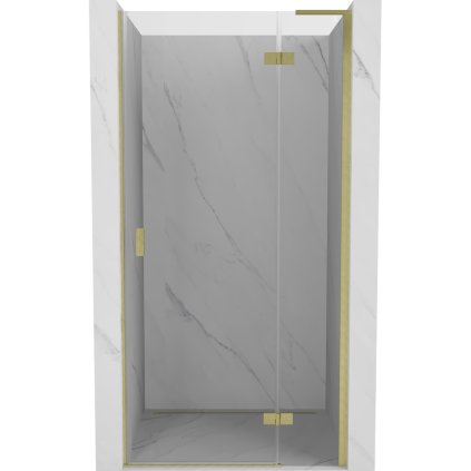 Mexen Mist-H L, 1-křídlé sprchové dveře pravé 90 cm, čiré sklo, zlatý matný profil, 8A5L-090-000-55-00-P