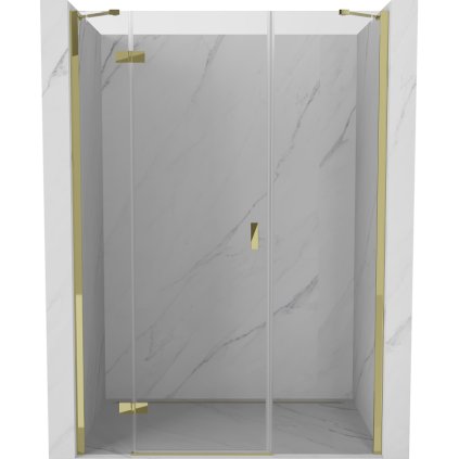 Mexen Mist-H, 1-křídlé sprchové dveře levé 155 cm, čiré sklo, zlatý lesklý profil, 8A5-155-001-50-00-L
