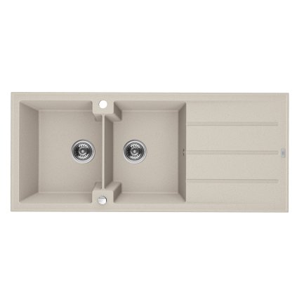 Laveo Canaria, 2-komorový granitový dřez 1160x500x207 mm, béžová, LAV-SPC_421T