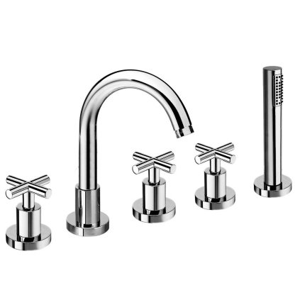 Sapho, AXIA pětiprvková baterie na okraj vany, sprcha Link, chrom, 532