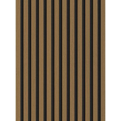 Mexen Lam-F, akustické stěnové lamely 275 × 30 cm, plstěný podklad 8 mm, technická dýha, teak zlatavý, S105-275307-3015-014