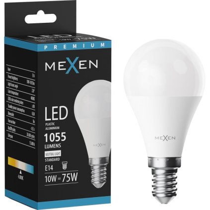 Mexen Nova, LED žárovka E14, G45, 10W, neutrální - 4000K, 1055 lm - L101-E14-1040-01