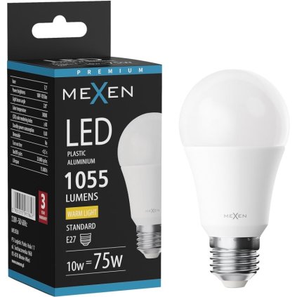 Mexen Nova, LED žárovka E27, A60, 10W, teplá - 3000K, 1055 lm - L100-E27-1030-01