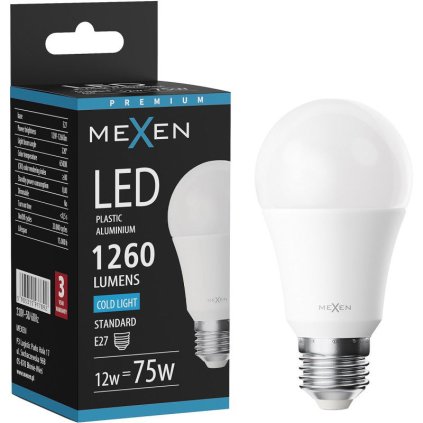 Mexen Nova, LED žárovka E27, A60, 12W, studená - 6500K, 1260 lm - L100-E27-1265-01