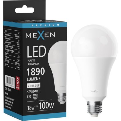 Mexen Nova, LED žárovka E27, A70, 18W, neutrální - 4000K, 1890 lm - L100-E27-1840-01