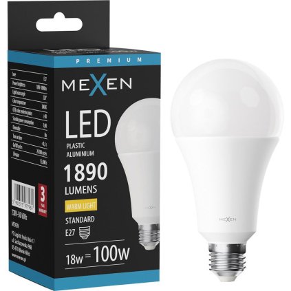 Mexen Nova, LED žárovka E27, A70, 18W, teplá - 3000K, 1890 lm - L100-E27-1830-01