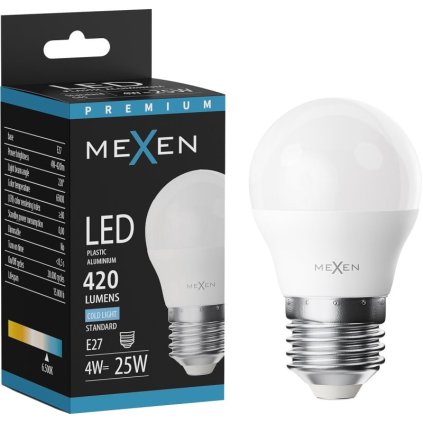 Mexen Nova, LED žárovka E27, G45, 4W, studená - 6500K, 420 lm - L101-E27-0465-01