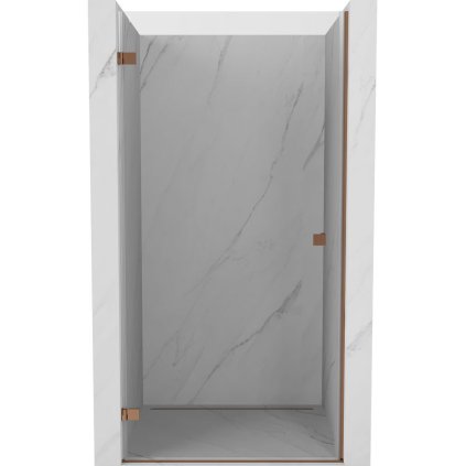 Mexen Lunar-B, výklopné sprchové dveře levé 85 cm, 8mm čiré sklo, růžové zlato profil, 832-085-000-60-00-L