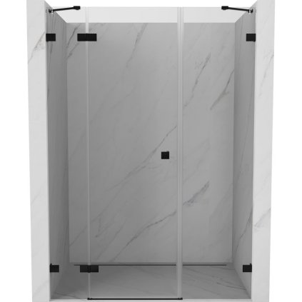 Mexen Lunar, levé výklopné sprchové dveře 135 cm, čiré sklo, černý profil, 834S-135-050-70-00-L