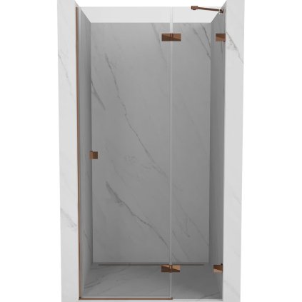 Mexen Lunar, pravé otočné sprchové dveře 75 cm, 8mm čiré sklo, růžové zlato profil, 834-075-000-60-00-P