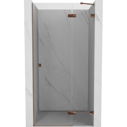 Mexen Lunar, výklopné pravé sprchové dveře 95 cm, 8mm čiré sklo, růžové zlato profil, 834-095-000-60-00-P