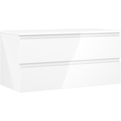 Mexen Orio, koupelnová skříňka 100 cm s horní částí, 2 zásuvky, bílá lesklá, 91A10-10047-2-BFFC00