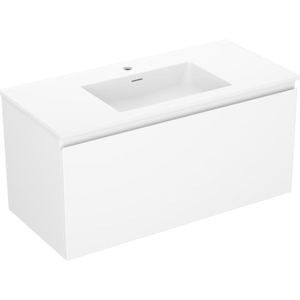 Mexen Orio, koupelnová skříňka 100 cm s umyvadlem Otis, 1 zásuvka, bílá matná, 91A10-10047-1-BF01-W18M01