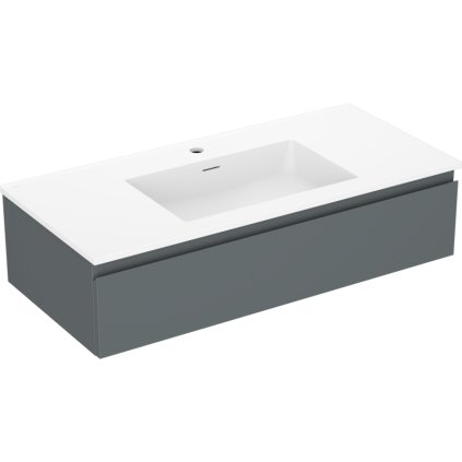 Mexen Orio, koupelnová skříňka 100 cm s umyvadlem Otis, 1 zásuvka, grafitová matná/bílá matná, 91A10-10023-1-BF66-W18M01