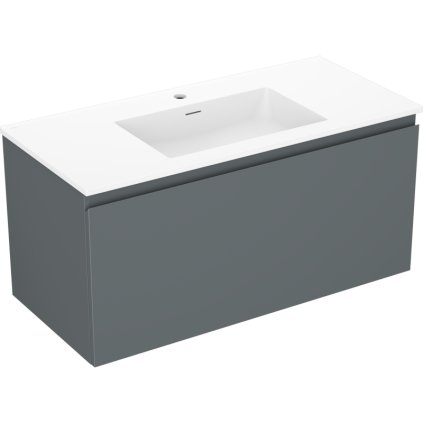 Mexen Orio, koupelnová skříňka 100 cm s umyvadlem Otis, 1 zásuvka, grafitová matná/bílá matná, 91A10-10047-1-BF66-W18M01