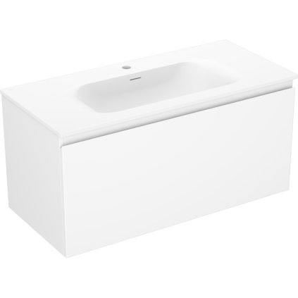 Mexen Orio, koupelnová skříňka 100 cm s umyvadlem Vela, 1 zásuvka, bílá matná, 91A10-10047-1-BF01-W23M01