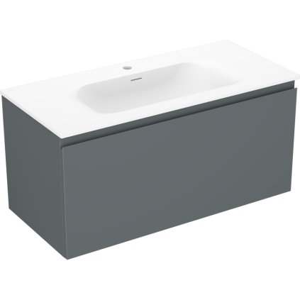 Mexen Orio, koupelnová skříňka 100 cm s umyvadlem Vela, 1 zásuvka, grafitová matná/bílá matná, 91A10-10047-1-BF66-W23M01