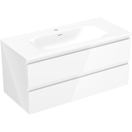 Mexen Orio, koupelnová skříňka 100 cm s umyvadlem Vela, 2 zásuvky, bílá lesklá, 91A10-10047-2-BFF00-W23M00