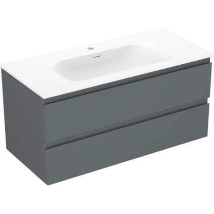 Mexen Orio, koupelnová skříňka 100 cm s umyvadlem Vela, 2 zásuvky, grafitová matná/bílá matná, 91A10-10047-2-BFF66-W23M01