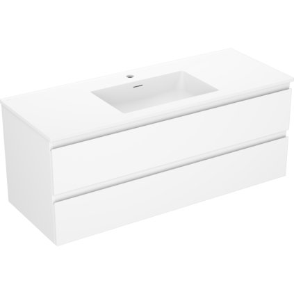 Mexen Orio, koupelnová skříňka 120 cm s umyvadlem Otis, 2 zásuvky, bílá matná, 91A10-12047-2-BFF01-W18M01