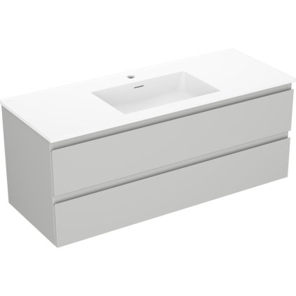 Mexen Orio, koupelnová skříňka 120 cm s umyvadlem Otis, 2 zásuvky, šedá matná/bílá matná, 91A10-12047-2-BFF62-W18M01