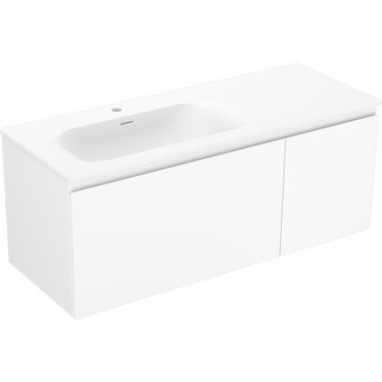 Mexen Orio, koupelnová skříňka 120 cm s umyvadlem Vela vlevo, 1S, 1D, bílá matná, 91A13-12047-3-BBFF01-W23L01
