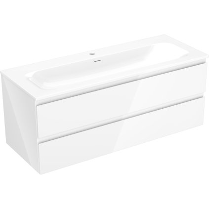 Mexen Orio, koupelnová skříňka 120 cm s umyvadlem Vela, 2 zásuvky, bílá lesklá, 91A10-12047-2-BFF00-W23M00