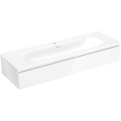 Mexen Orio, koupelnová skříňka 140 cm s umyvadlem Vela, 1 zásuvka, bílá lesklá, 91A10-14023-1-BF00-W23M00